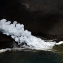 Steam from lava