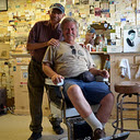 Angel and me in his barber shop